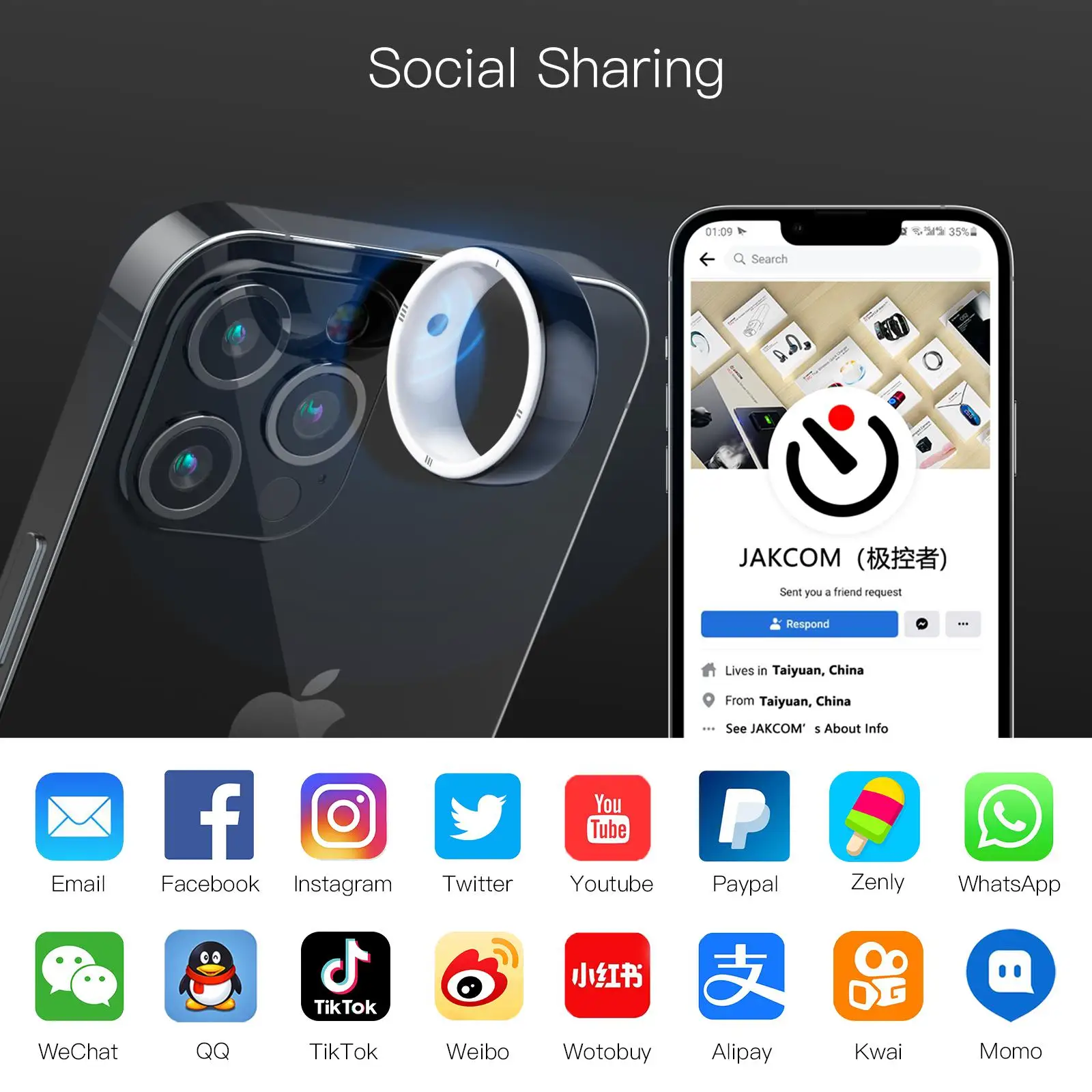 خاتم ذكي جديد من Jakcom R5 مع  - مراجعة Smart Ring Nfc Pay وسعره