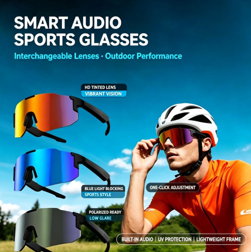 نظارات شمسية رياضية ذكية مزودة - مراجعة Smart Glasses Lens وسعره